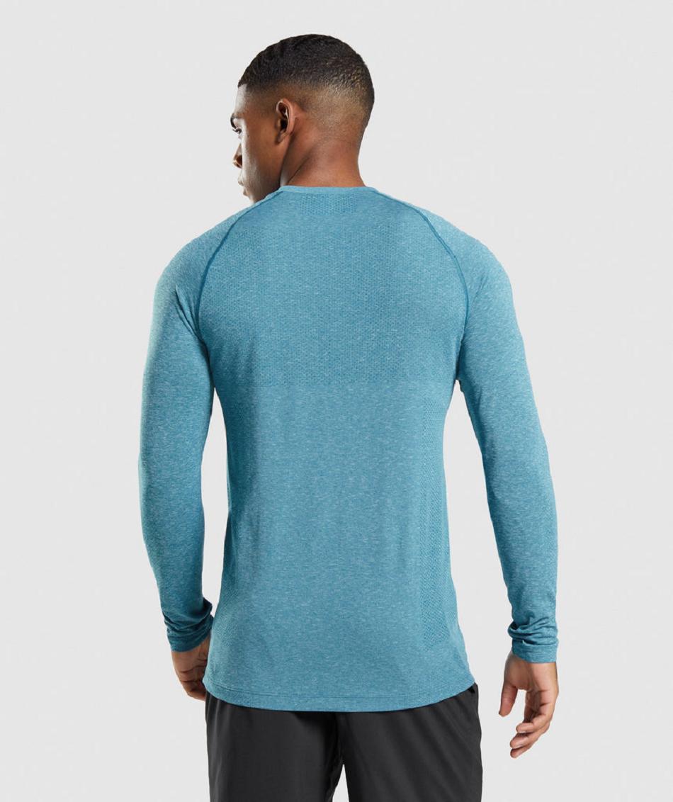 Gymshark Vital Seamless Light Muške Dugi Rukav Tirkizne | HR 2638MQZ